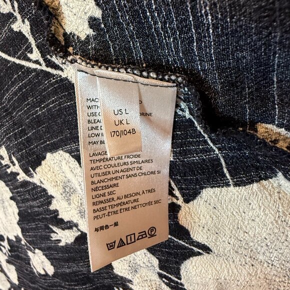 Free People - French Quarter - Black & Cream - Floral Wrap Dress - Size Large - Picture 4 of 4